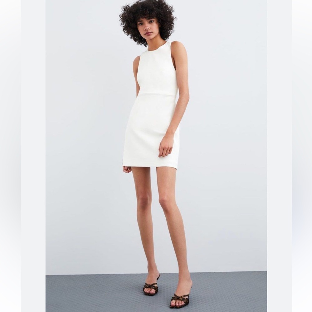 ZARA white fitted mini dress